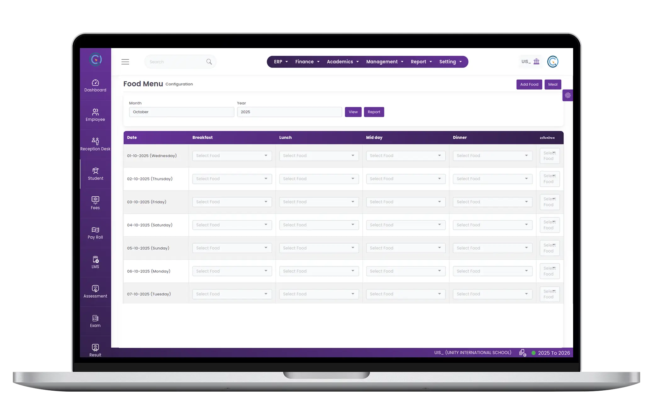 Food Menu Management System