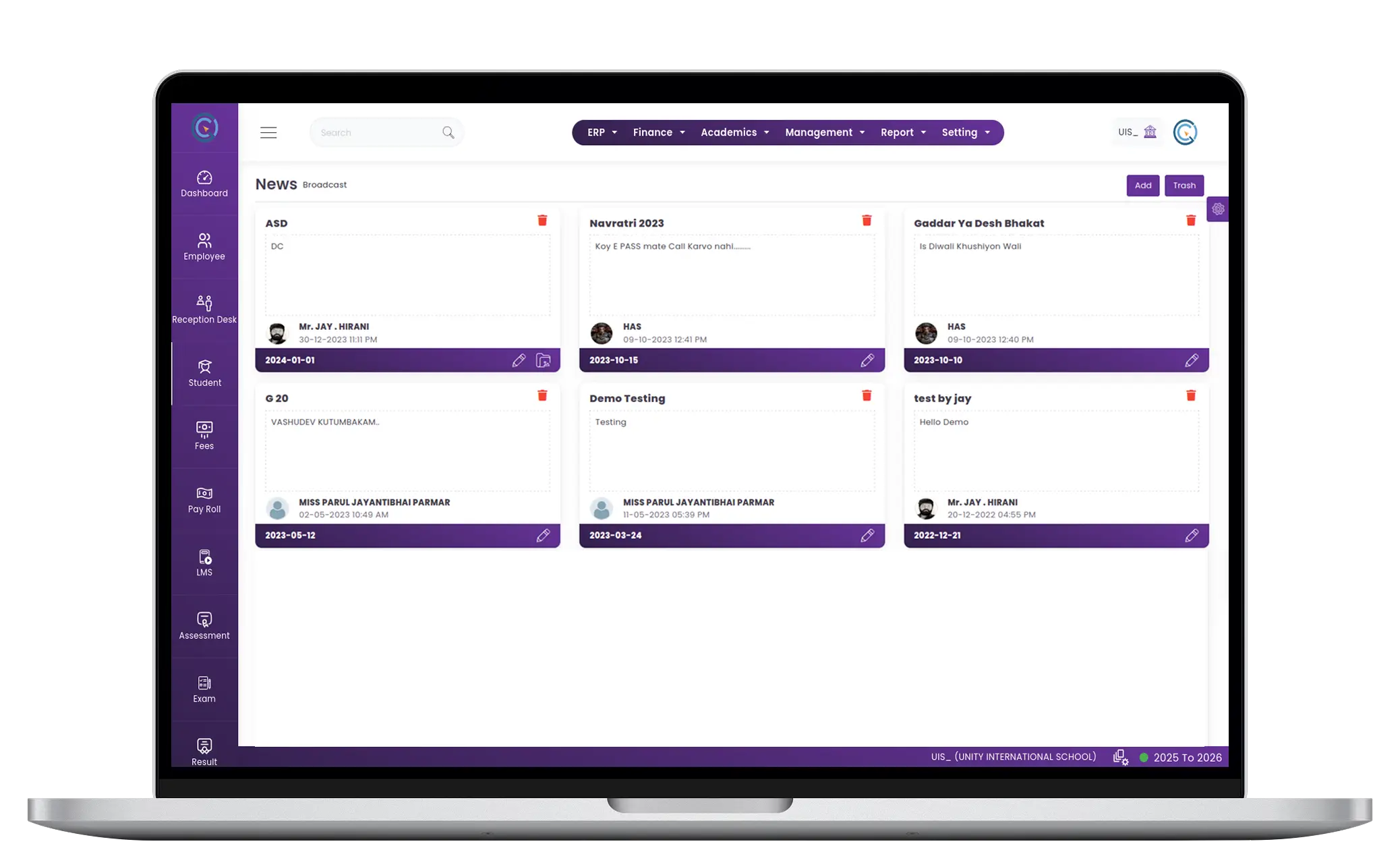 News & Announcements module