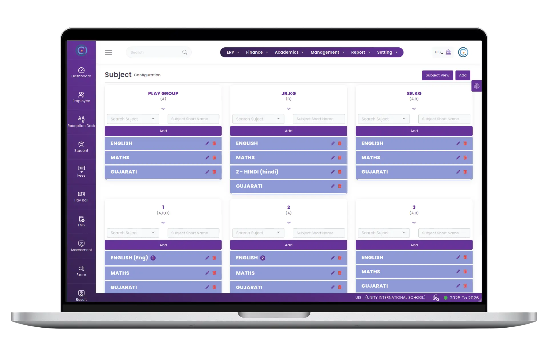Smart Subject Management for Schools