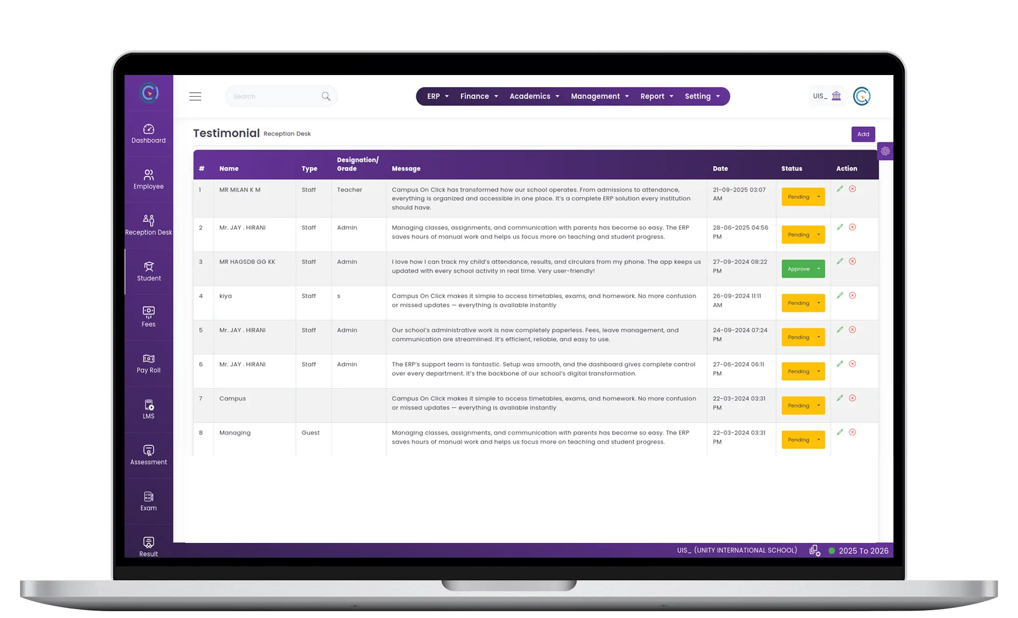 Testimonials Software for Schools & Colleges
